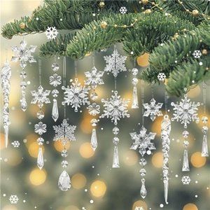 30 Pack Crystal Ornaments  - Hanging Acrylic Christmas Ornaments Christmas Decor